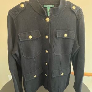 LAUREN by Ralph Lauren Women’s Black Cardigan with Gold Buttons